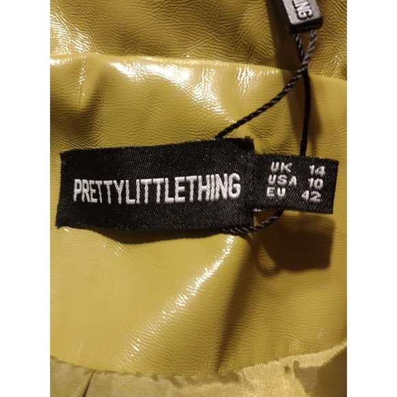 Pretty Little Thing OLIVE VINYL OVERSIZED DAD BLAZER Size 14 (UK Size) - Picture 5 of 7
